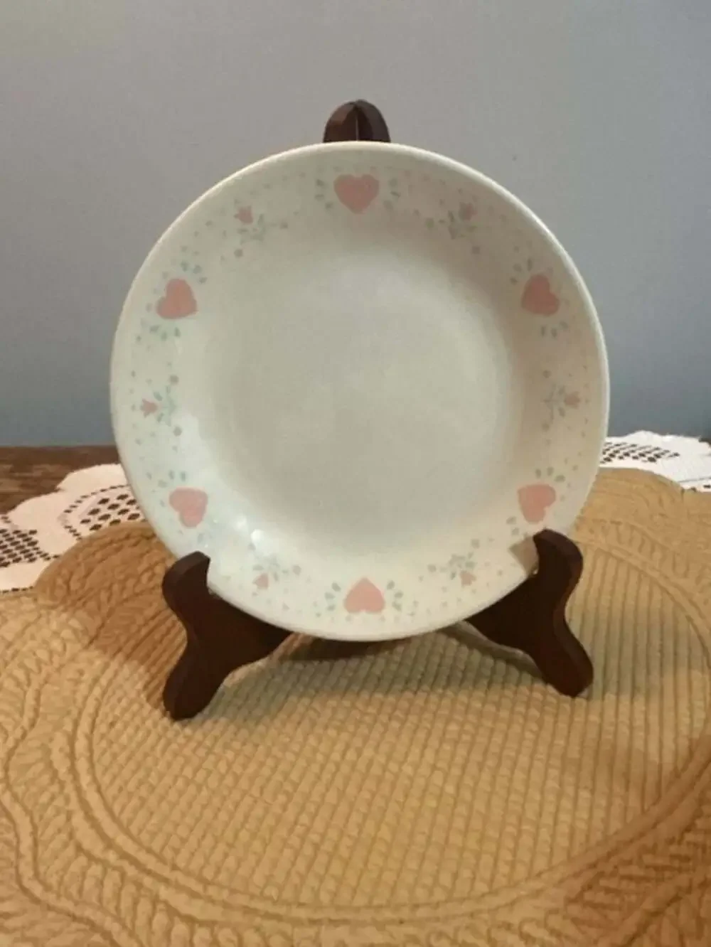 Corelle Forever Yours Dessert Bread and Butter Plate 6.75 in Pink Hearts Pattern
